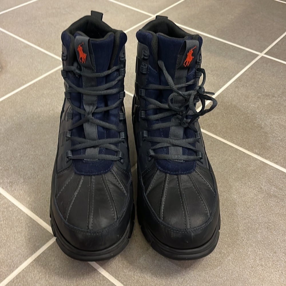 Polo Ralph Lauren Delton Winter Boots navy blue orange Mens Size 12 - Picture 4 of 15